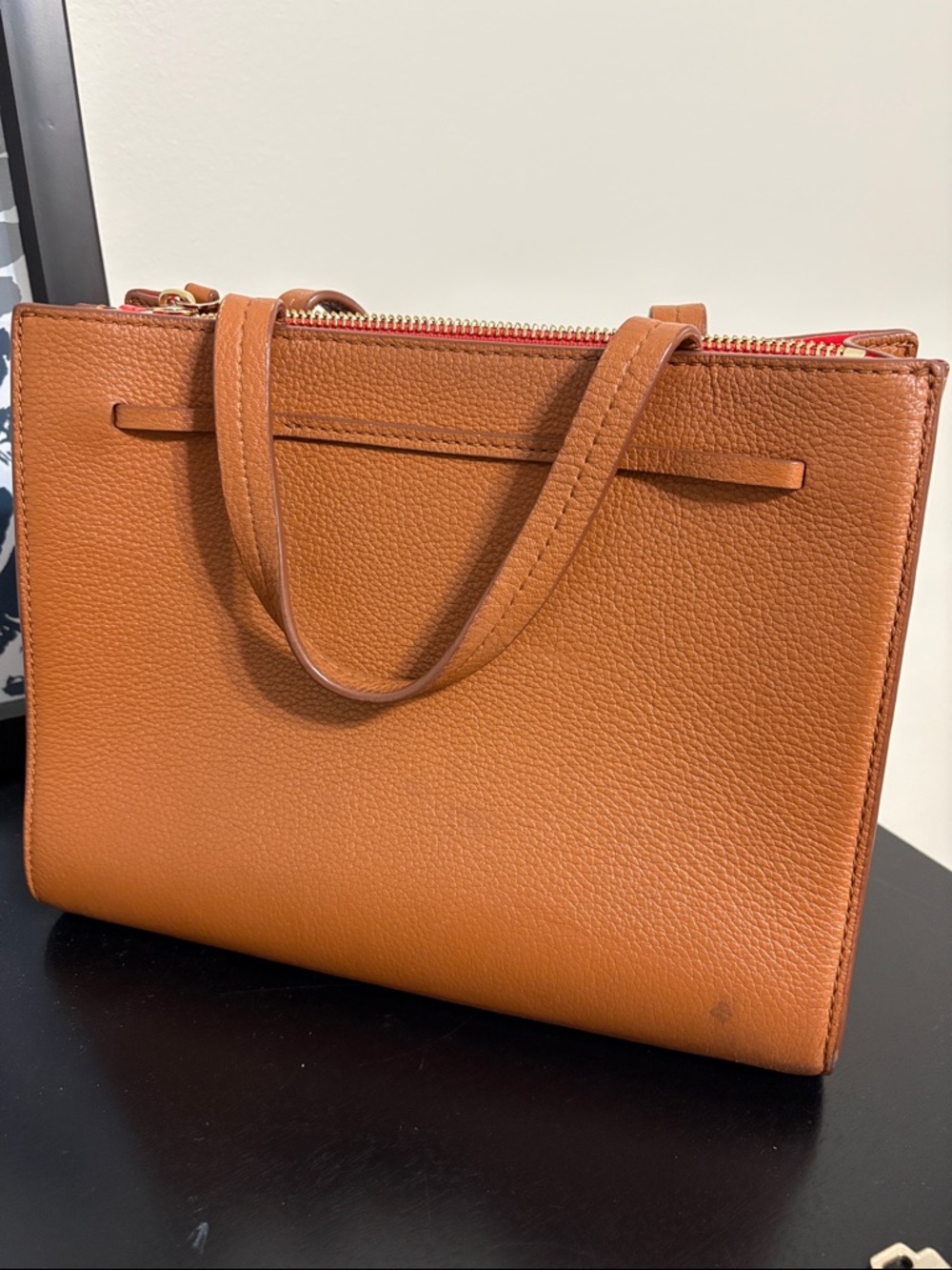 kate spade Cognac Pebbled Leather Satchel with Tassel - Picture 2 of 3